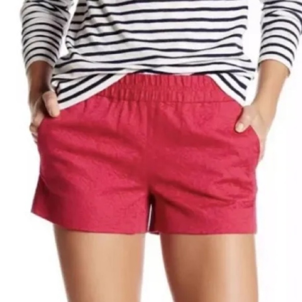 J. Crew High Waist Textured Red Shorts